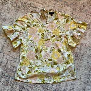 {Who What Wear} Floral Ruffle Top